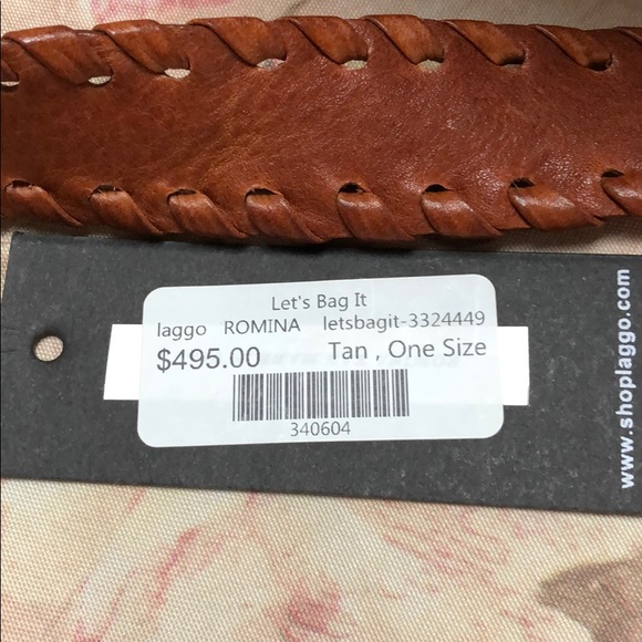 Laggo tan distressed leather grommet pocketbook - Picture 8 of 8